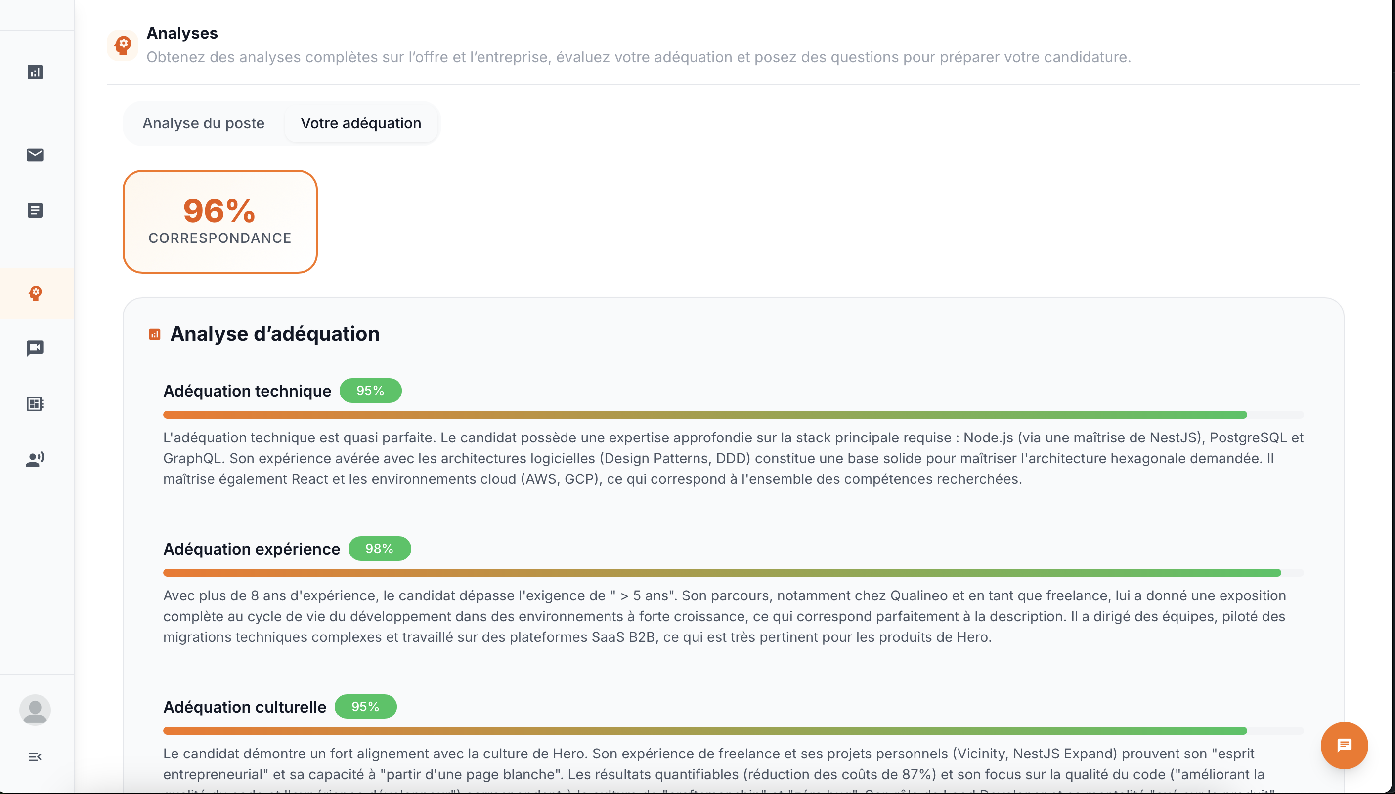 Analyse d'alignement entre un profil et une offre