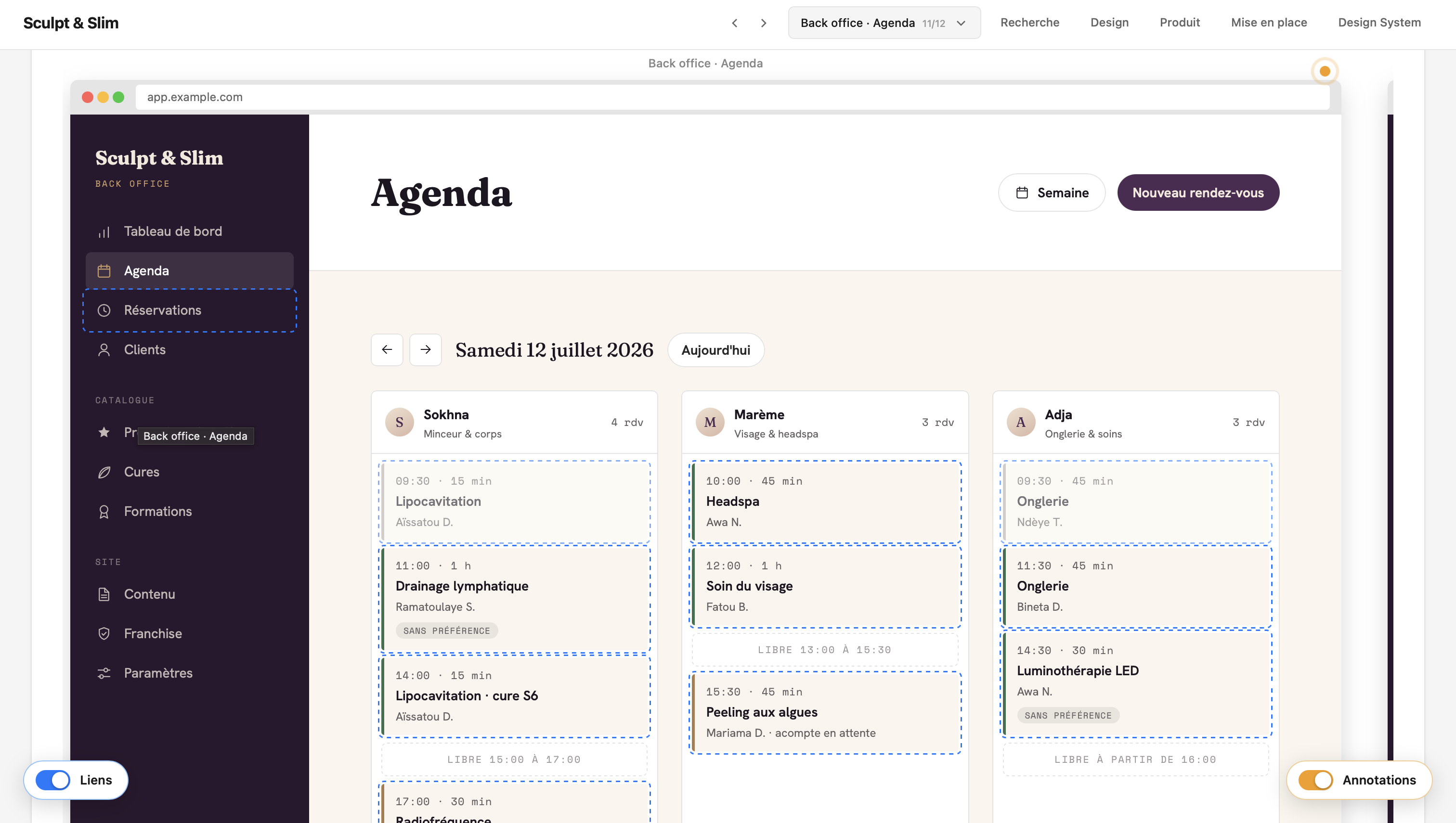 Un wireframe interactif généré par Foundry