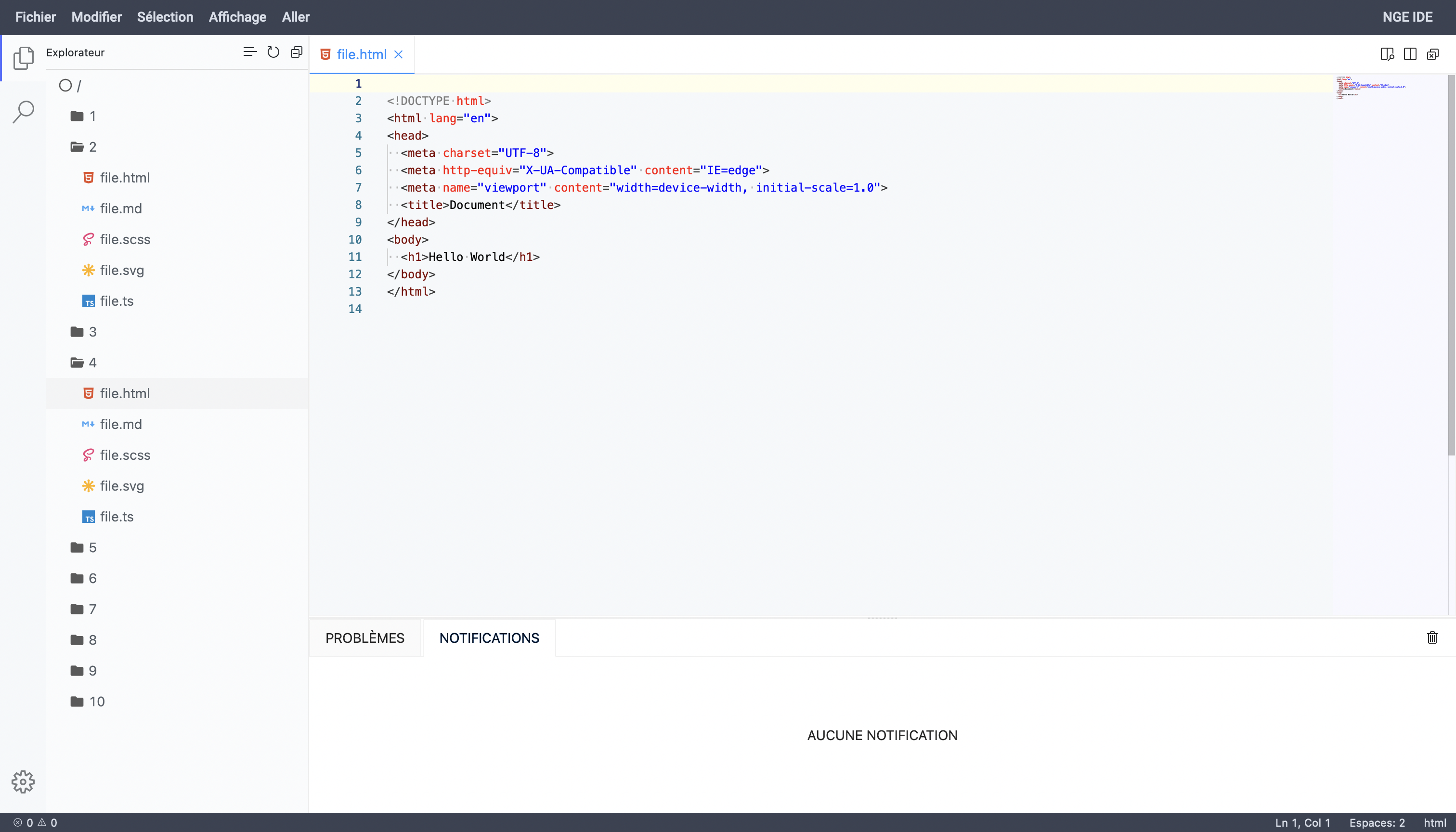 L'éditeur de code NGE IDE dans le navigateur
